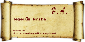 Hegedűs Arika névjegykártya
