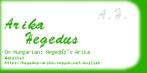 arika hegedus business card
